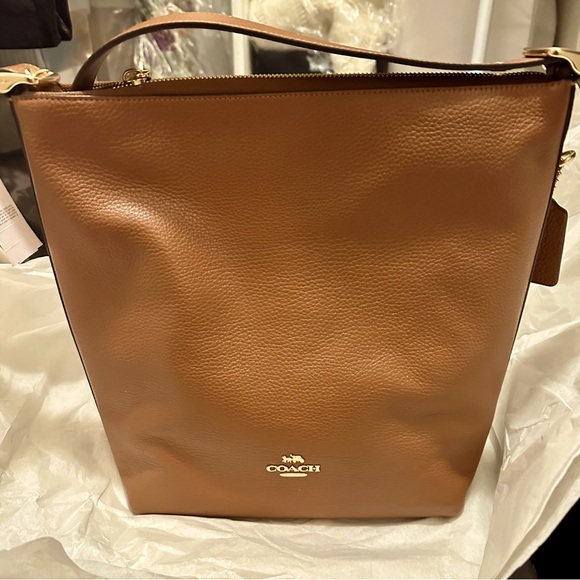 Women’s Coach Val Duffle bag in Redwood refunded pebble leather NWT. 9x11.5x4.5 - Picture 10 of 16